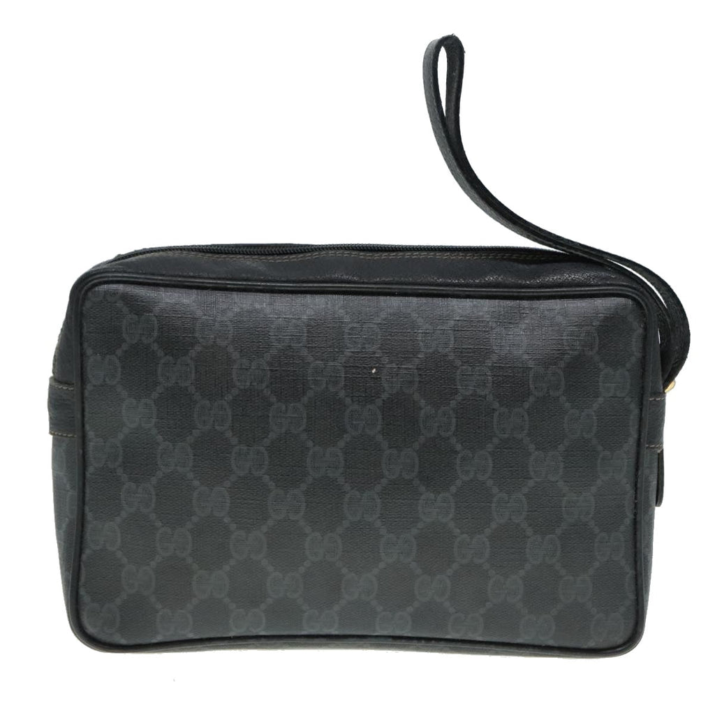 GUCCI GG Canvas Clutch Bag PVC Black 90791