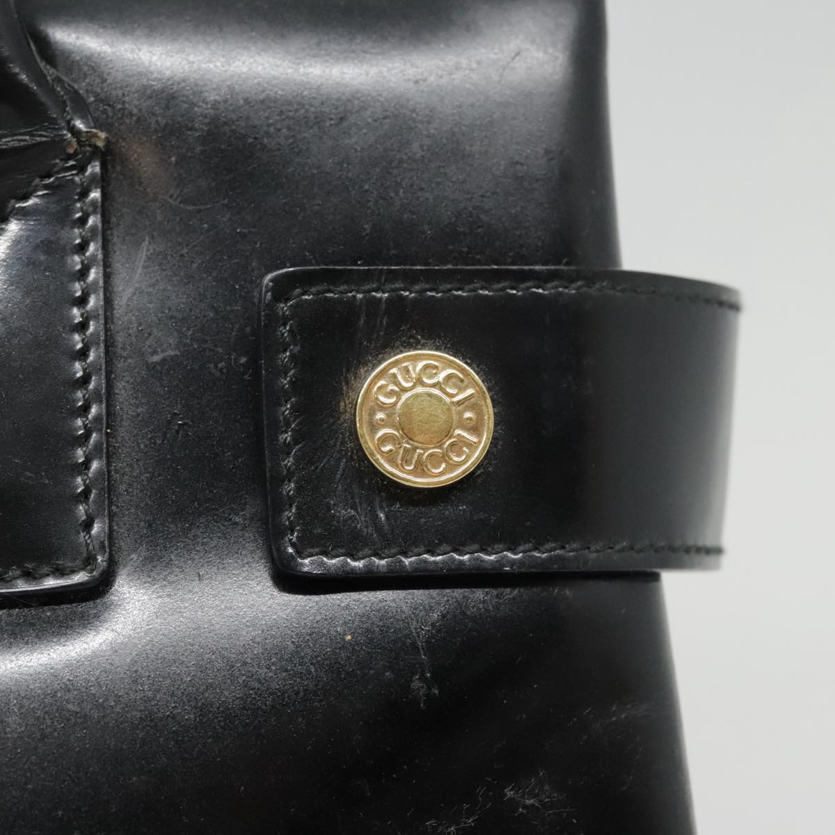 GUCCI Hand Bag Patent leather Black 90794