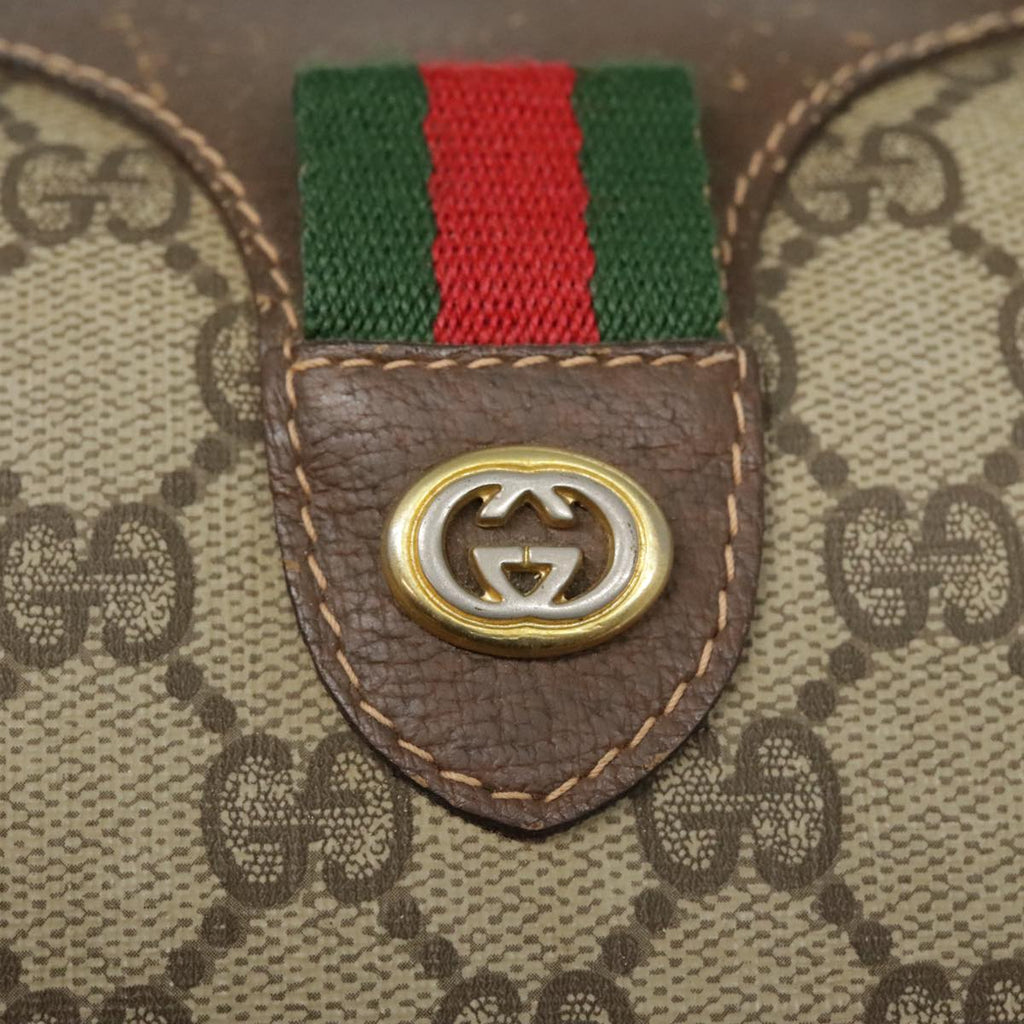 GUCCI GG Canvas Web Sherry Line Boston Bag PVC Beige Green Red 90797