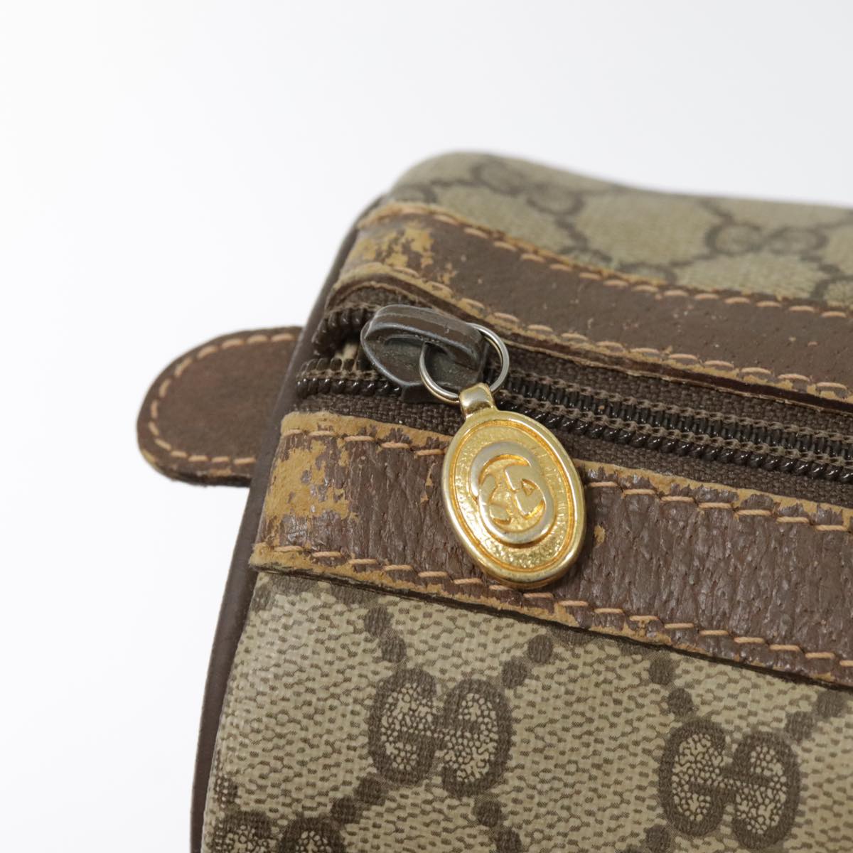 GUCCI GG Canvas Web Sherry Line Boston Bag PVC Beige Green Red 90797
