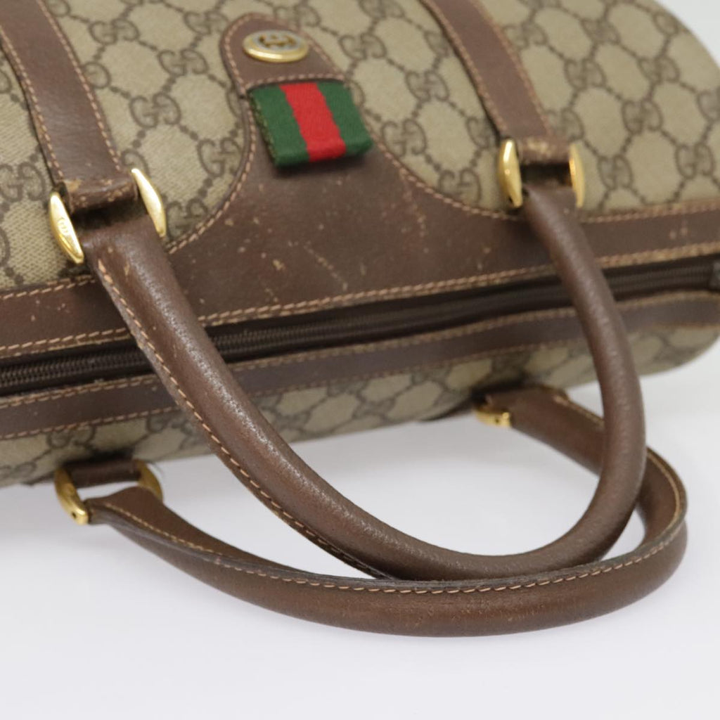 GUCCI GG Canvas Web Sherry Line Boston Bag PVC Beige Green Red 90797