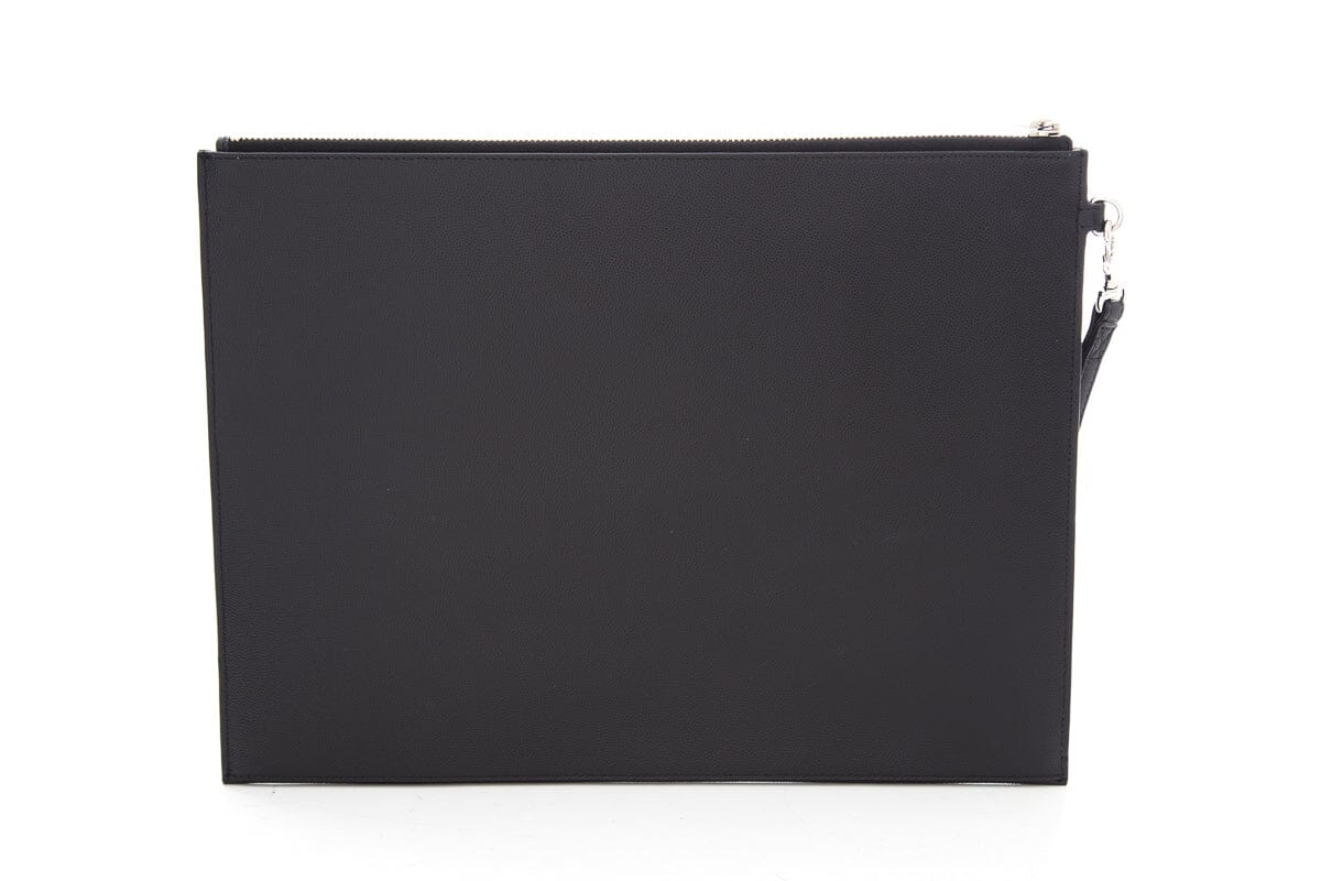Saint Laurent Black Leather Clutch/Tablet Sleeve
