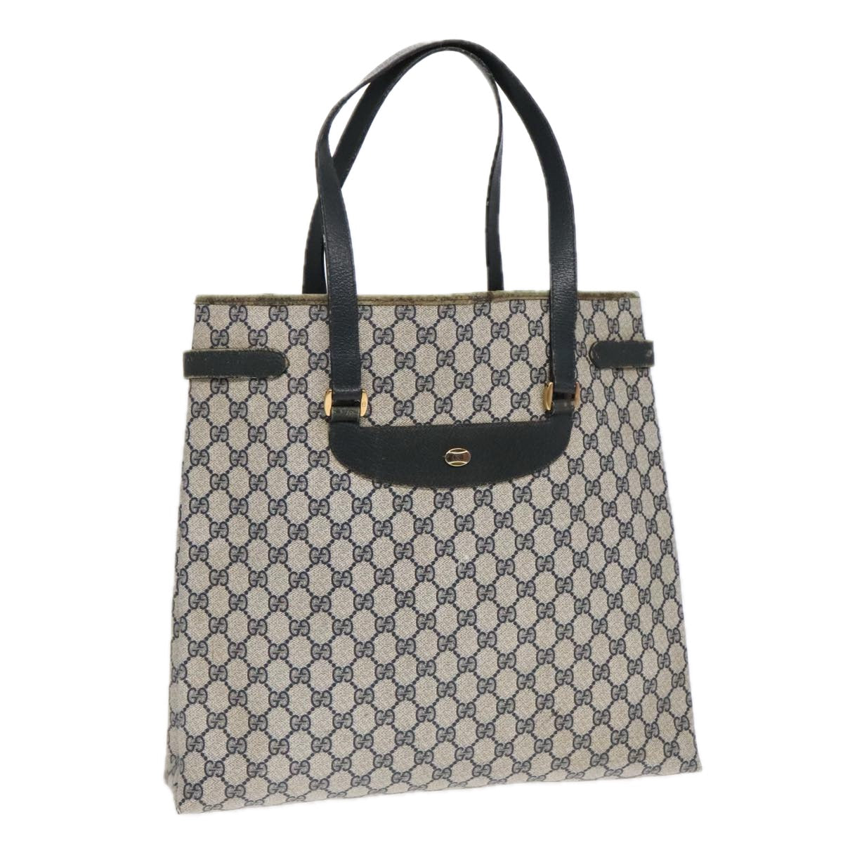 GUCCI GG Supreme Tote Bag PVC Leather Navy Gold 39 02 061 90807