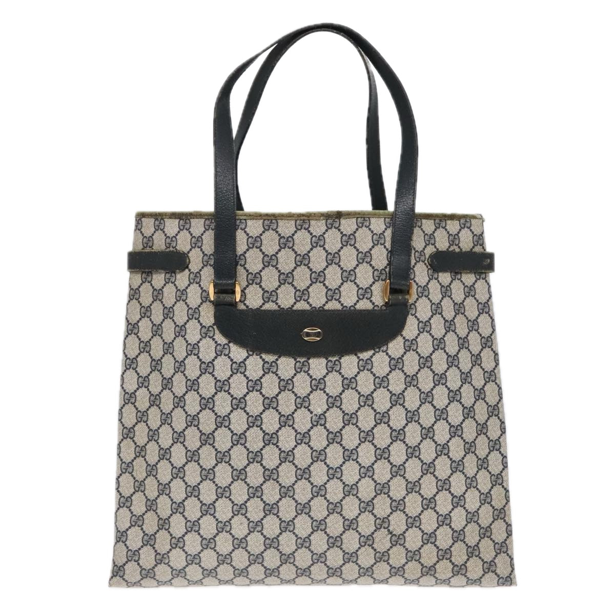 GUCCI GG Supreme Tote Bag PVC Leather Navy Gold 39 02 061 90807