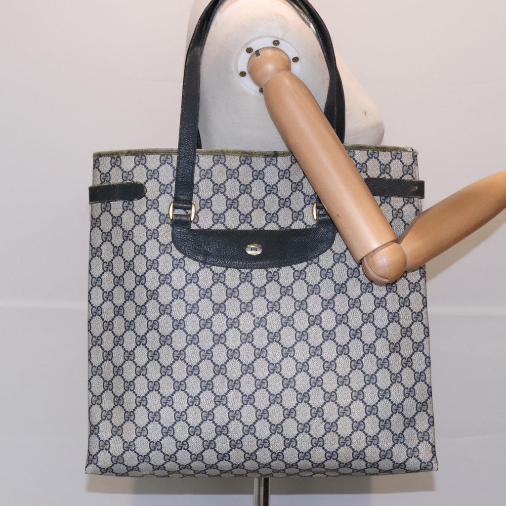 GUCCI GG Supreme Tote Bag PVC Leather Navy Gold 39 02 061 90807