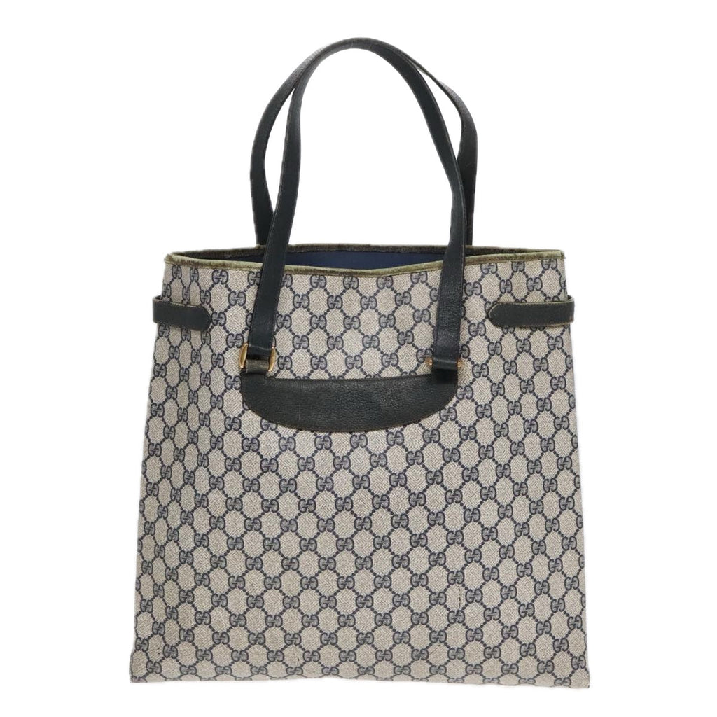 GUCCI GG Supreme Tote Bag PVC Leather Navy Gold 39 02 061 90807