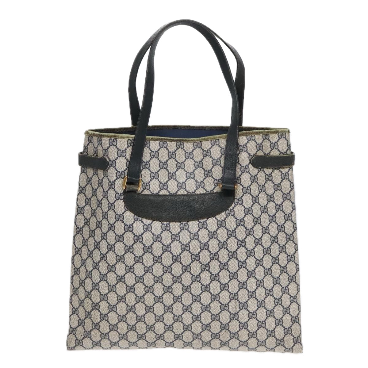 GUCCI GG Supreme Tote Bag PVC Leather Navy Gold 39 02 061 90807