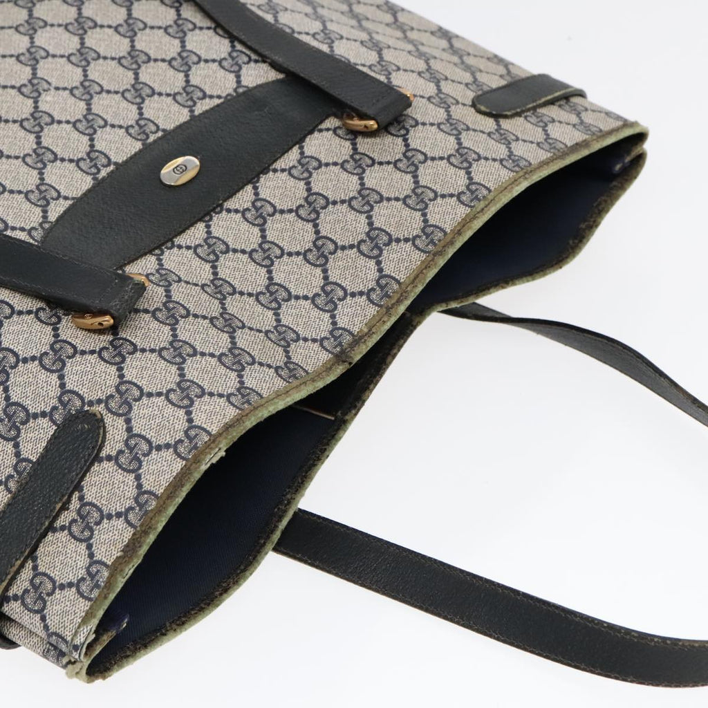 GUCCI GG Supreme Tote Bag PVC Leather Navy Gold 39 02 061 90807