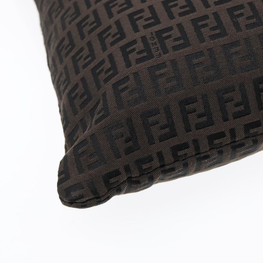 FENDI Zucchino Canvas Tote Bag Dark Brown 90829