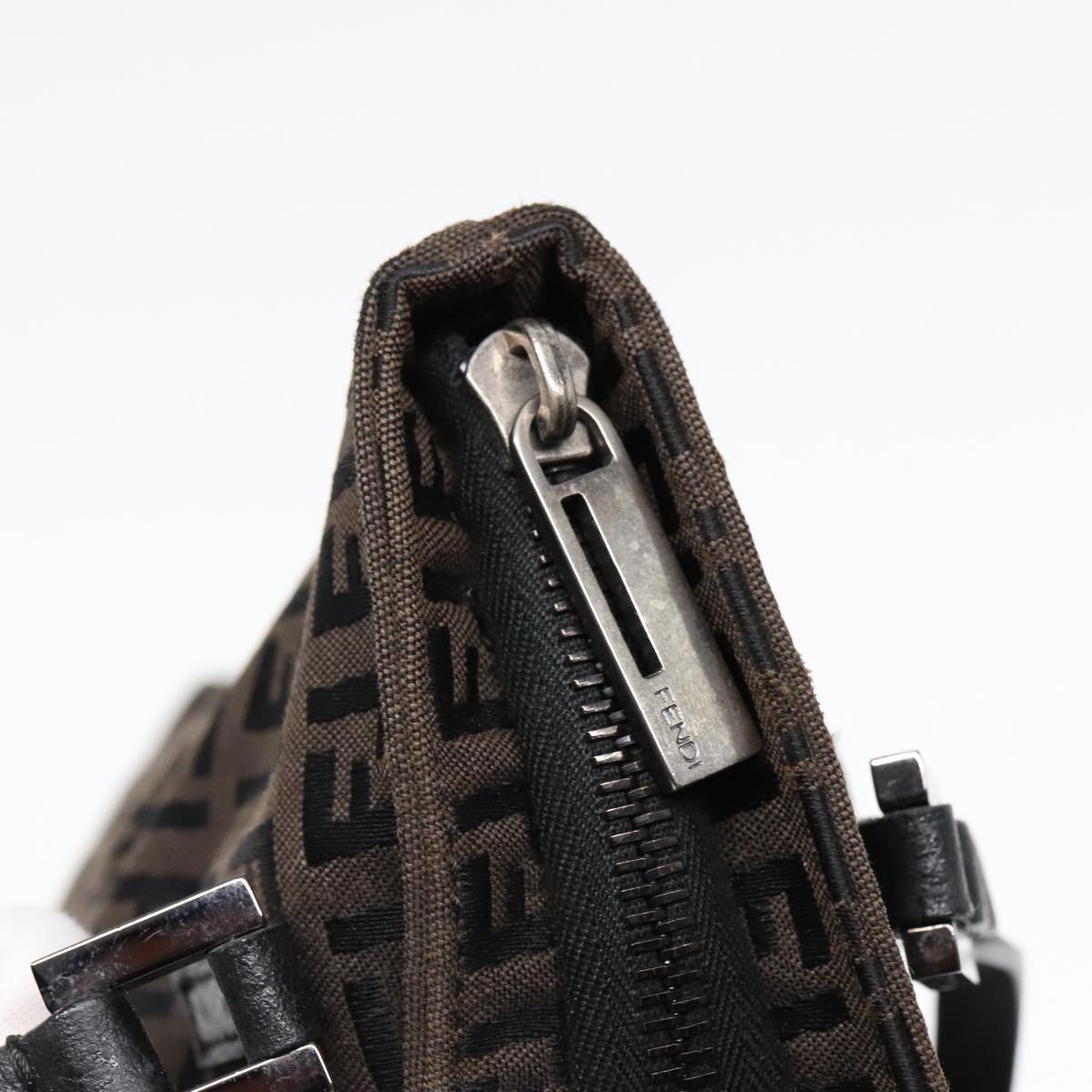 FENDI Zucchino Canvas Tote Bag Dark Brown 90829