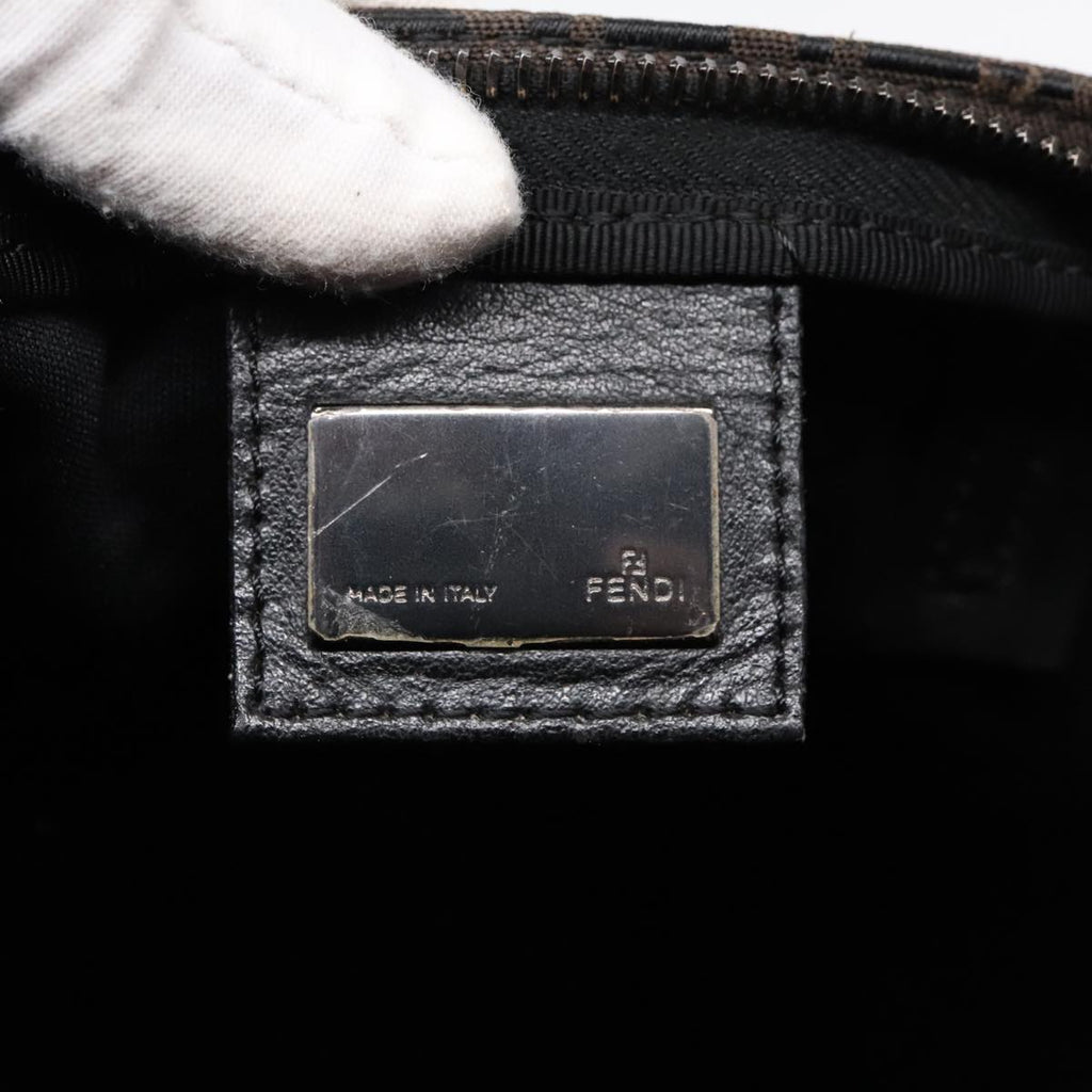 FENDI Zucchino Canvas Tote Bag Dark Brown 90829