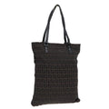 FENDI Zucchino Canvas Tote Bag Dark Brown 90829