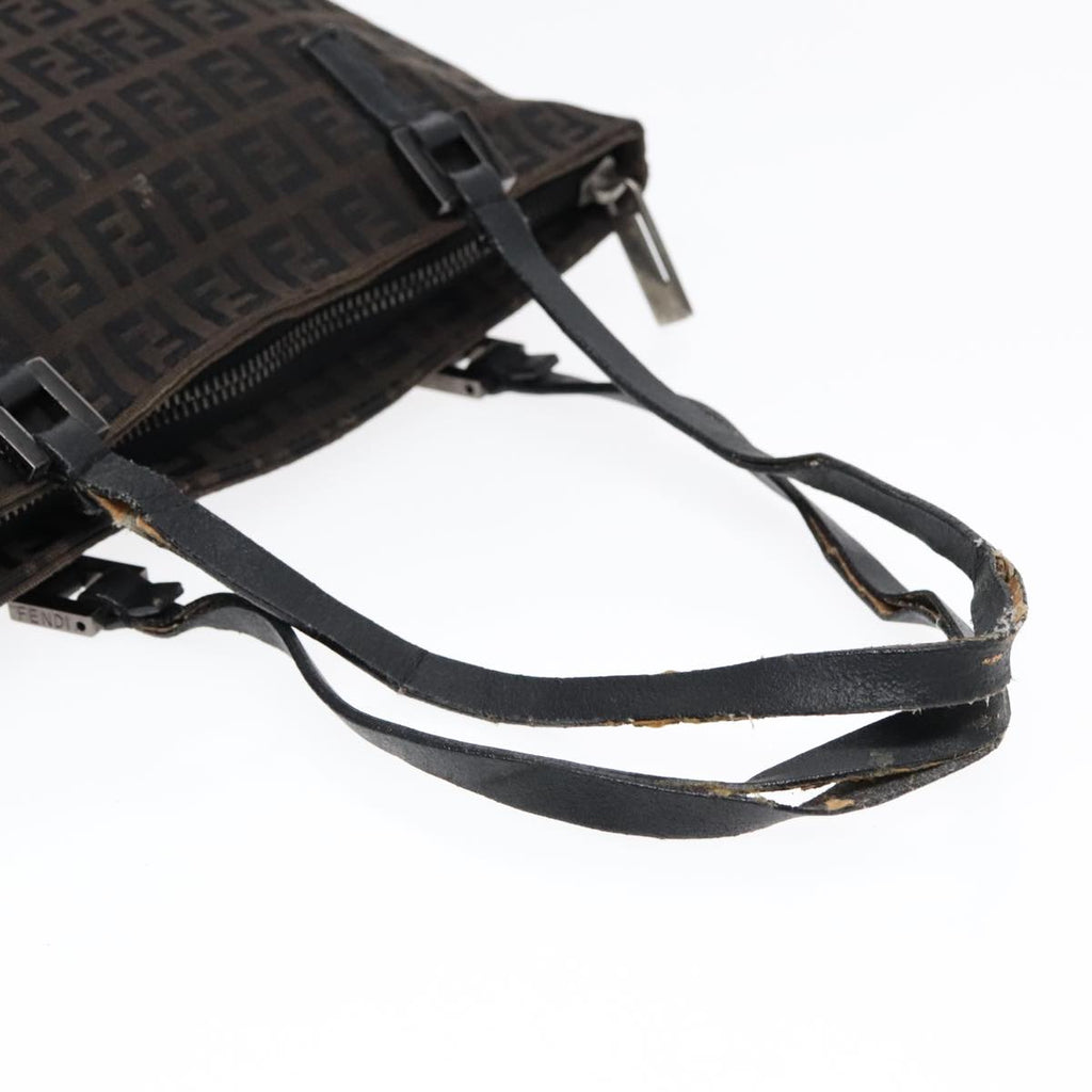 FENDI Zucchino Canvas Tote Bag Dark Brown 90829
