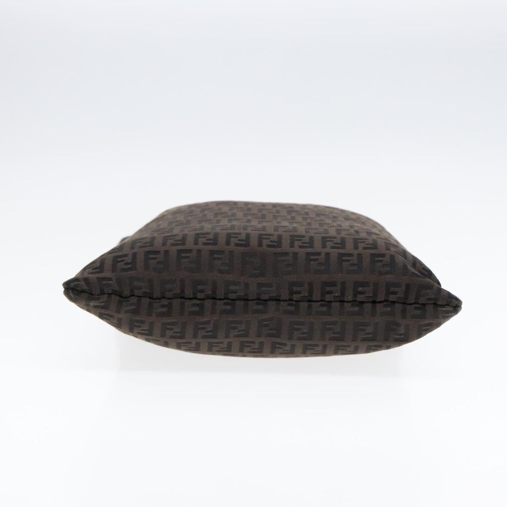 FENDI Zucchino Canvas Tote Bag Dark Brown 90829
