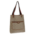 GUCCI GG Canvas Web Sherry Line Tote Bag PVC Leather Beige Green Red 90830