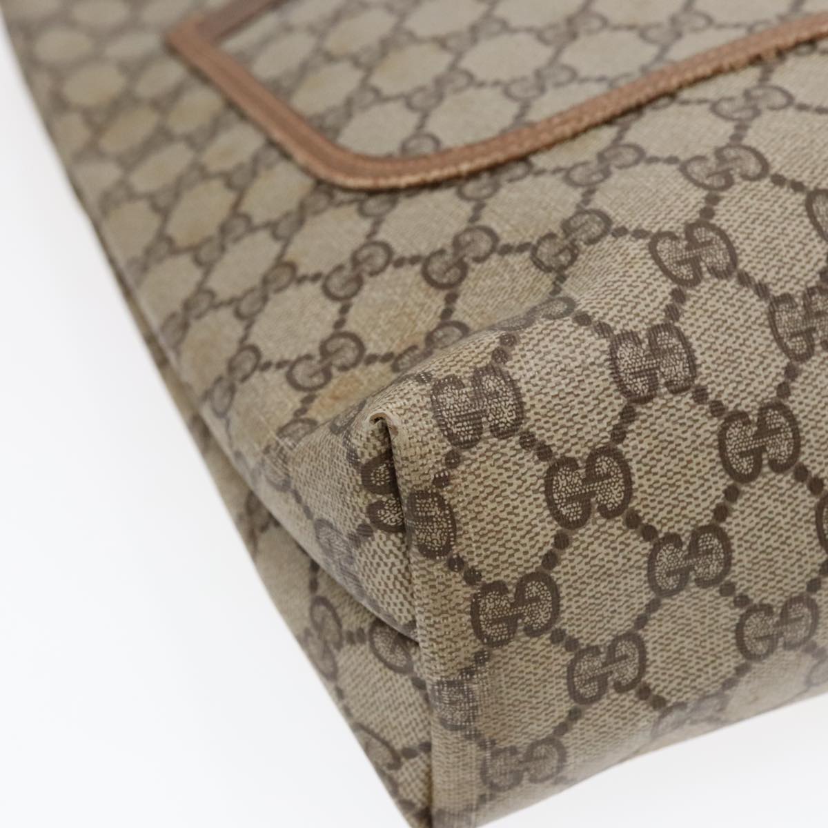 GUCCI GG Canvas Web Sherry Line Tote Bag PVC Leather Beige Green Red 90830