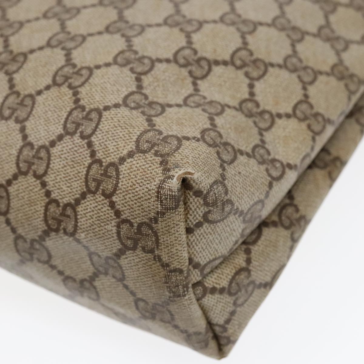 GUCCI GG Canvas Web Sherry Line Tote Bag PVC Leather Beige Green Red 90830