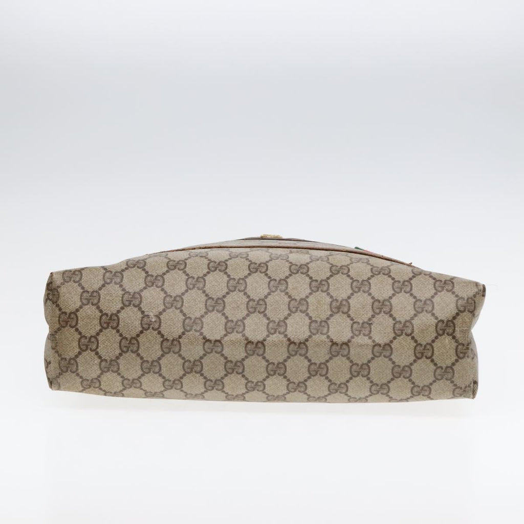 GUCCI GG Canvas Web Sherry Line Tote Bag PVC Leather Beige Green Red 90830