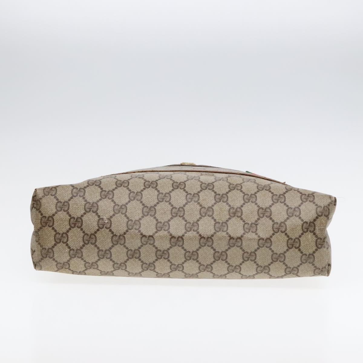 GUCCI GG Canvas Web Sherry Line Tote Bag PVC Leather Beige Green Red 90830