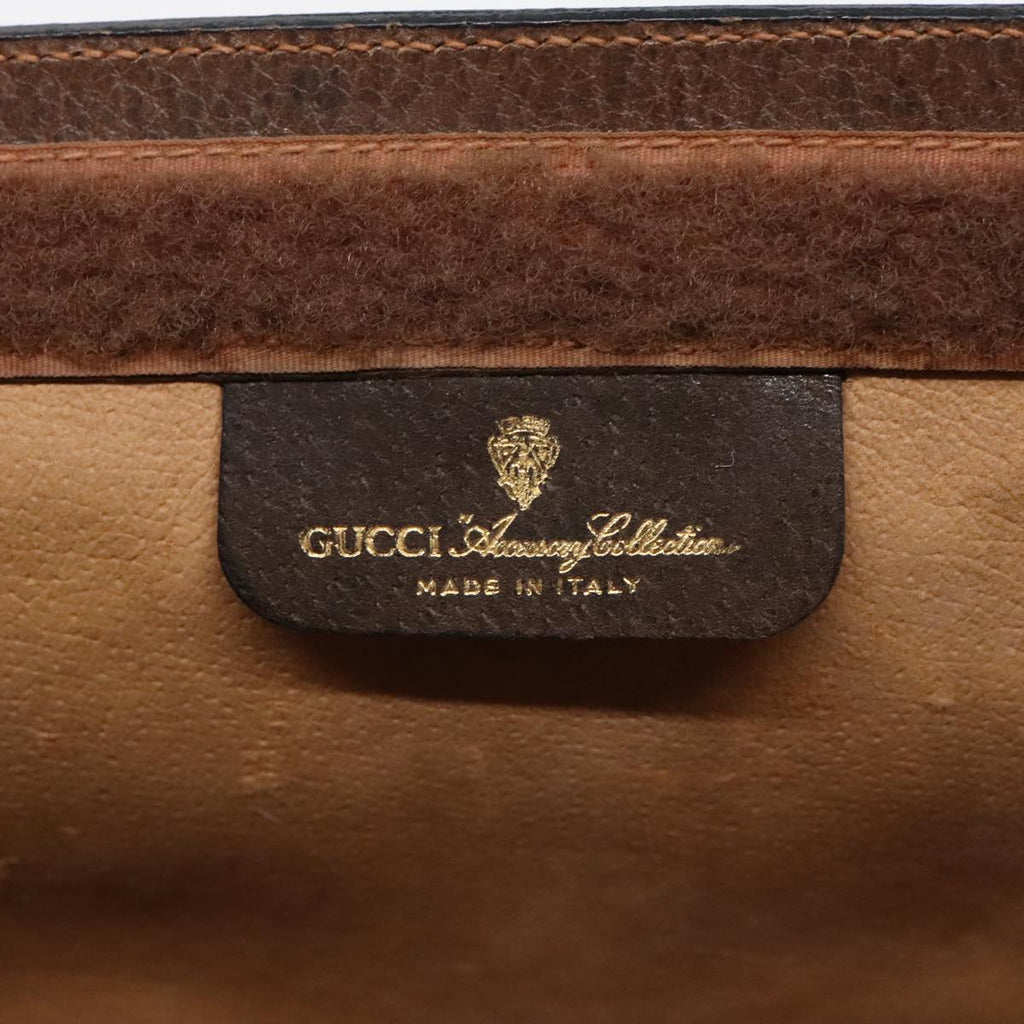 GUCCI GG Canvas Web Sherry Line Clutch Bag PVC Leather Beige Green 90836
