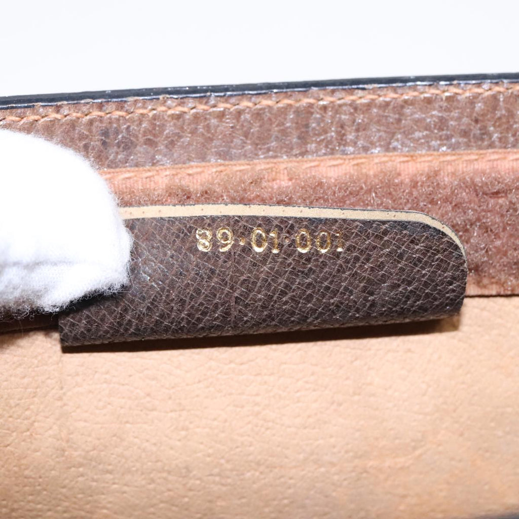 GUCCI GG Canvas Web Sherry Line Clutch Bag PVC Leather Beige Green 90836