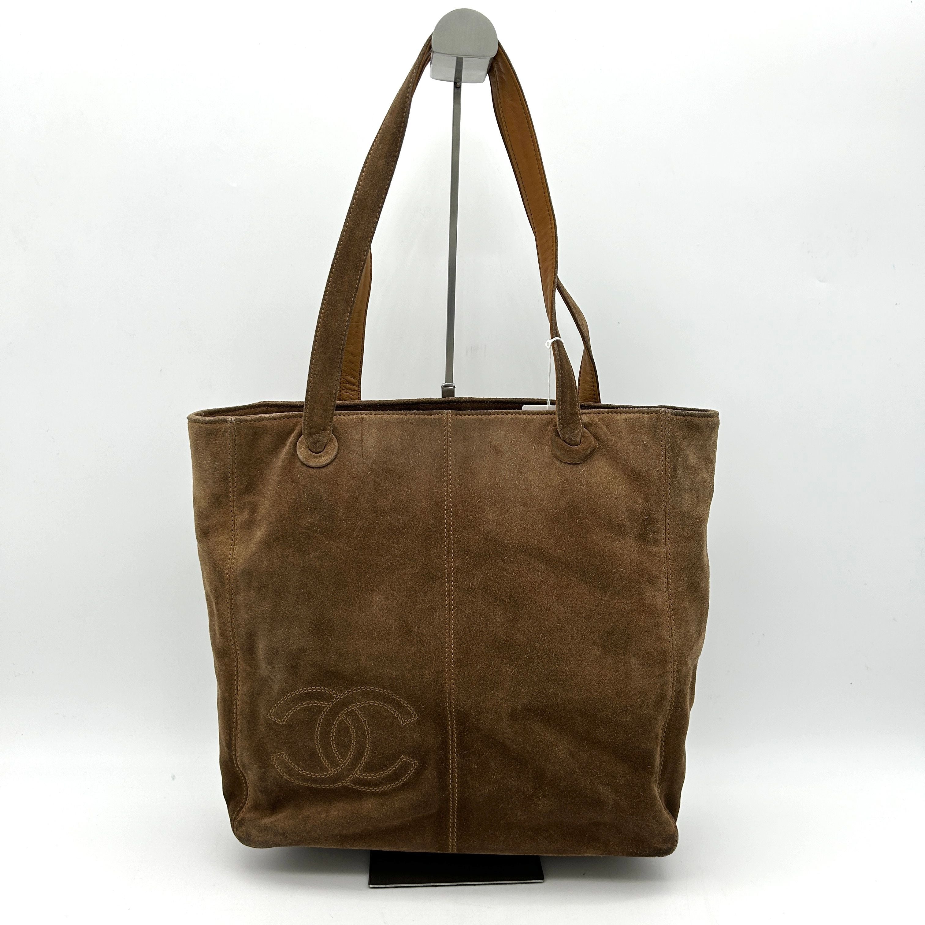 Pre-owned Chanel Brown Suede CC Logo Shopper Tote Bag ch8865bg