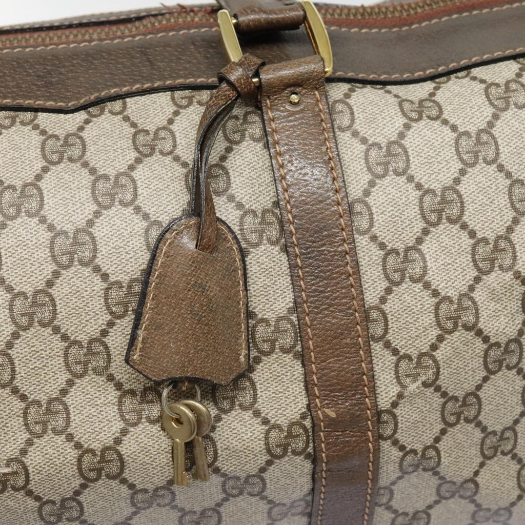 GUCCI GG Canvas Boston Bag PVC Leather Beige 90851