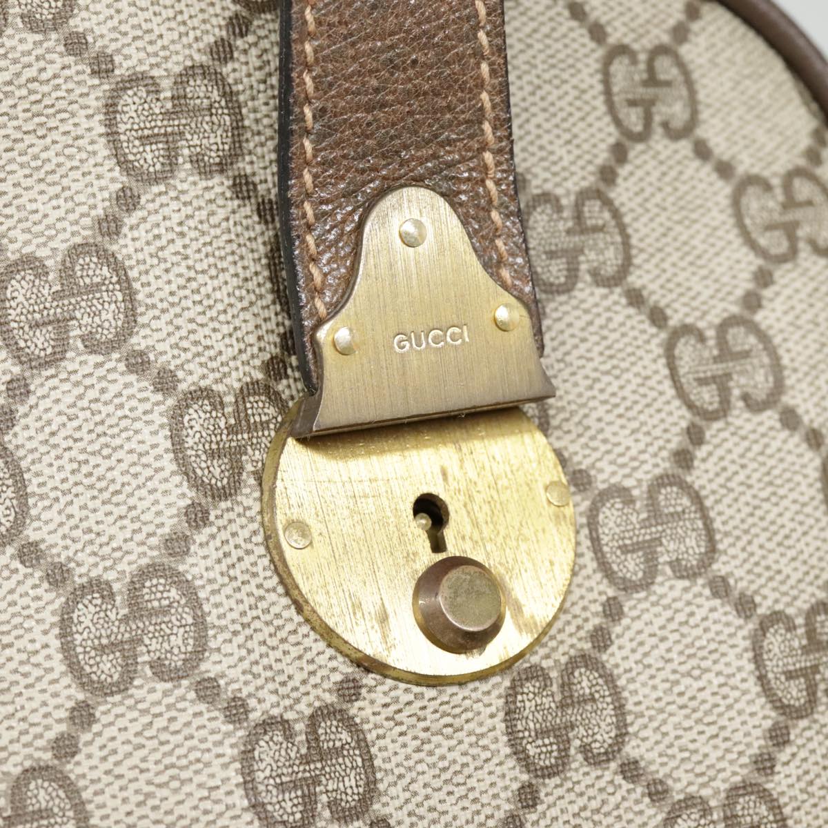 GUCCI GG Canvas Boston Bag PVC Leather Beige 90851