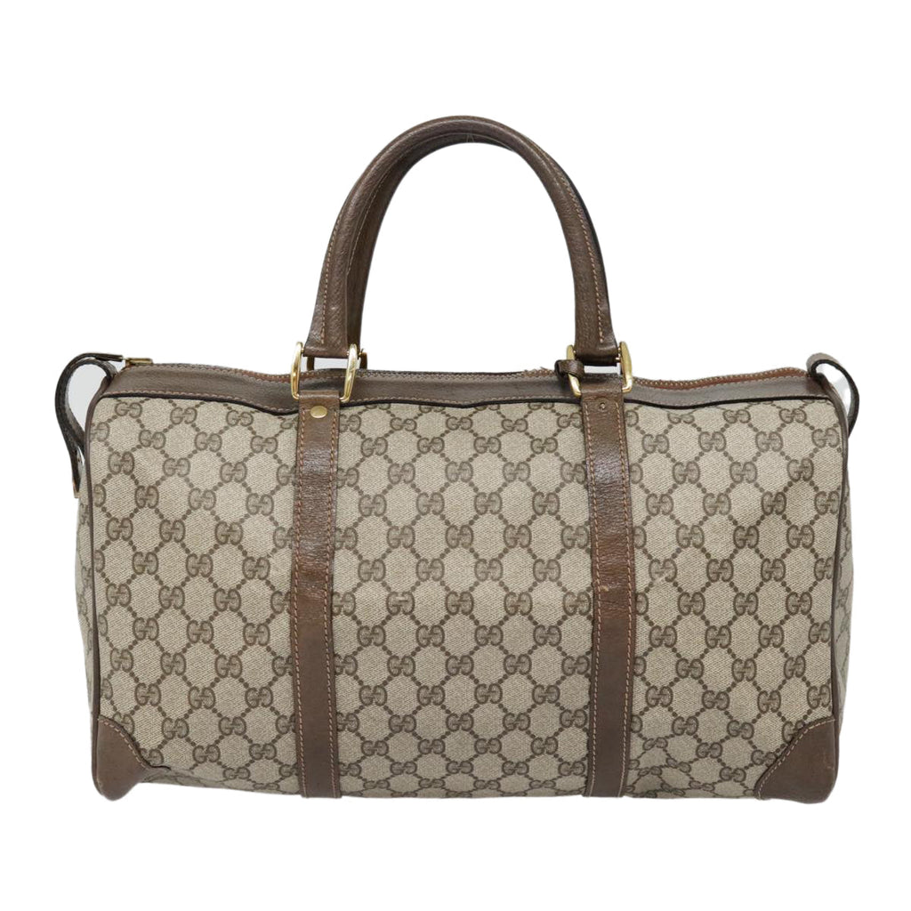 GUCCI GG Canvas Boston Bag PVC Leather Beige 90851