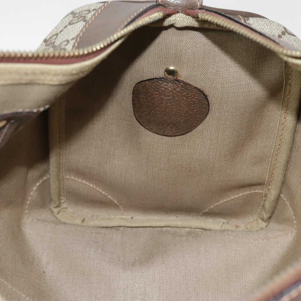 GUCCI GG Canvas Boston Bag PVC Leather Beige 90851