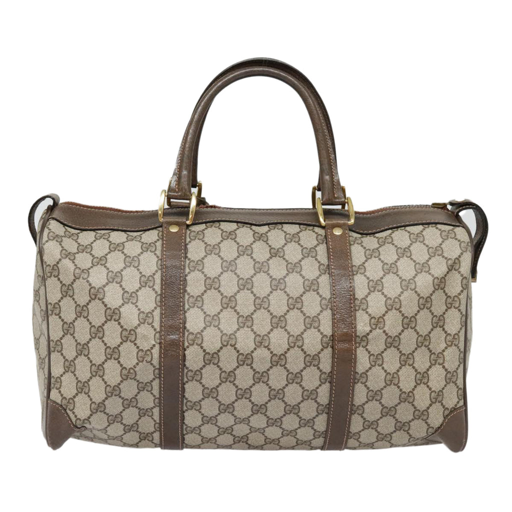 GUCCI GG Canvas Boston Bag PVC Leather Beige 90851