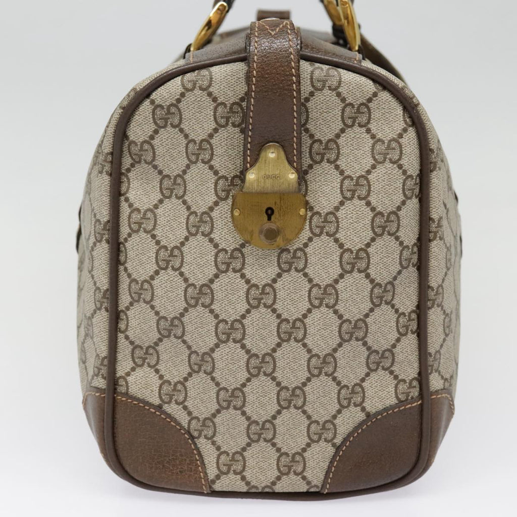 GUCCI GG Canvas Boston Bag PVC Leather Beige 90851
