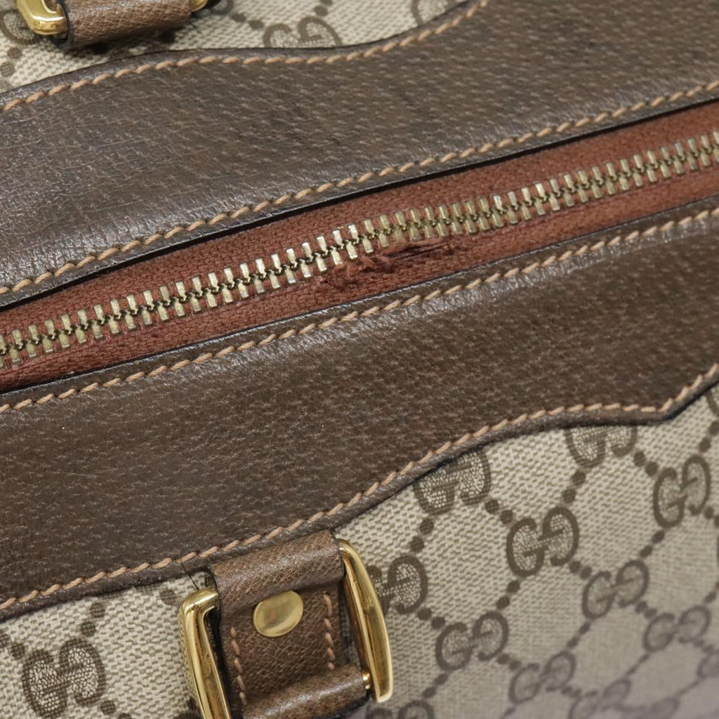 GUCCI GG Canvas Boston Bag PVC Leather Beige 90851