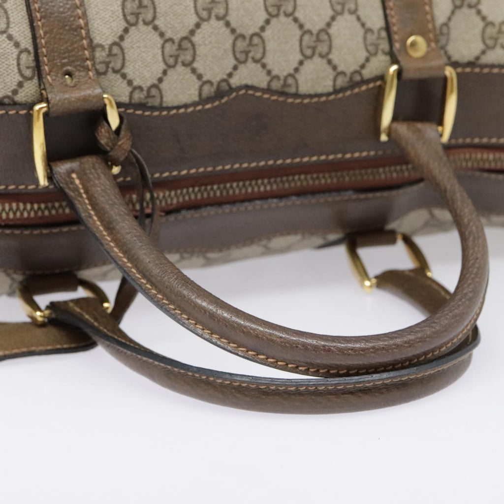 GUCCI GG Canvas Boston Bag PVC Leather Beige 90851