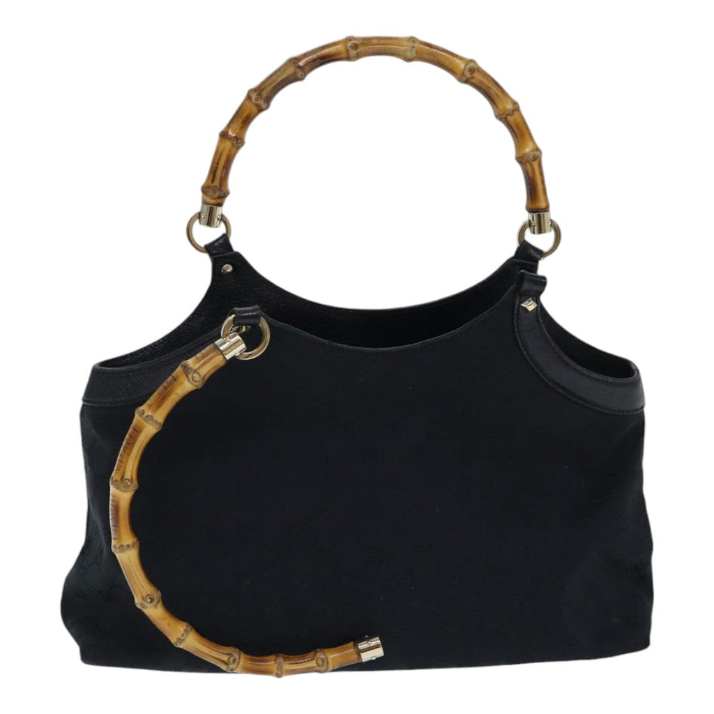 GUCCI GG Canvas Bamboo Hand Bag Black 90867
