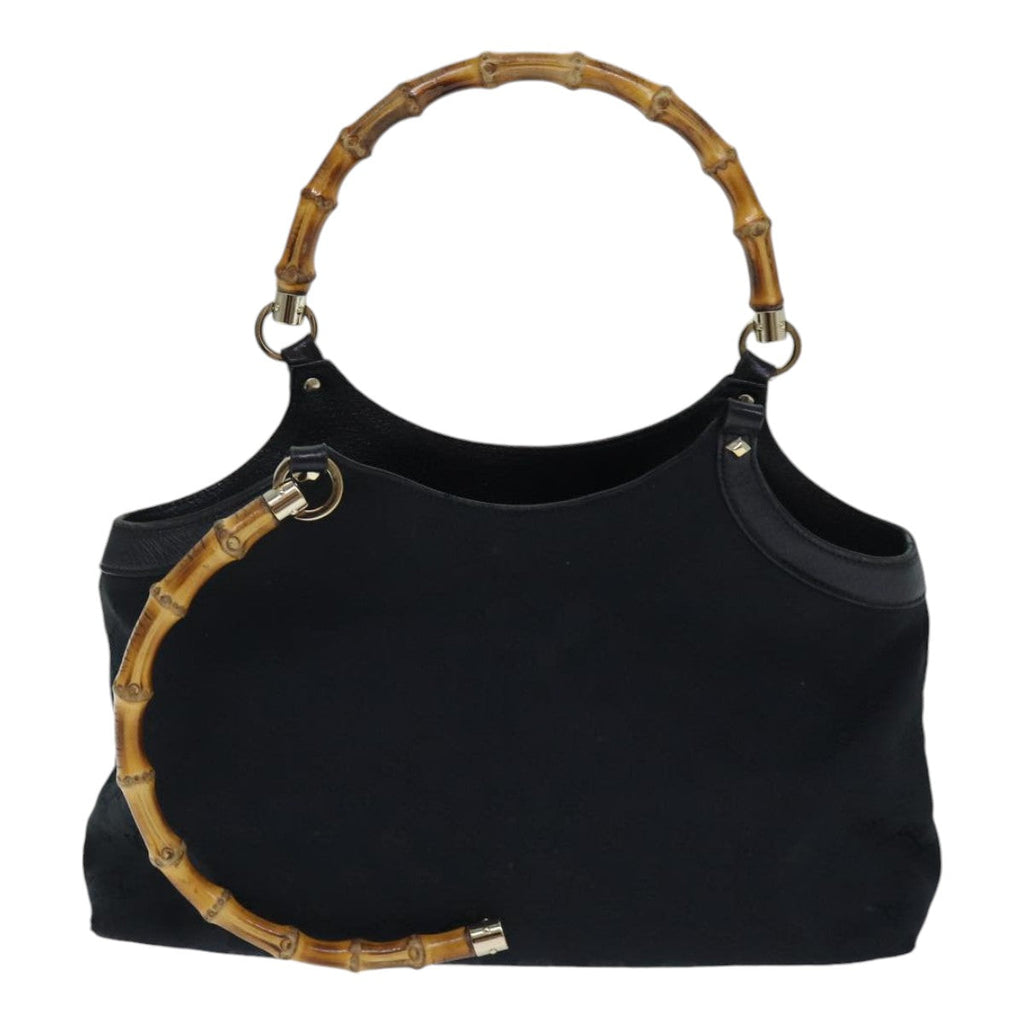 GUCCI GG Canvas Bamboo Hand Bag Black 90867