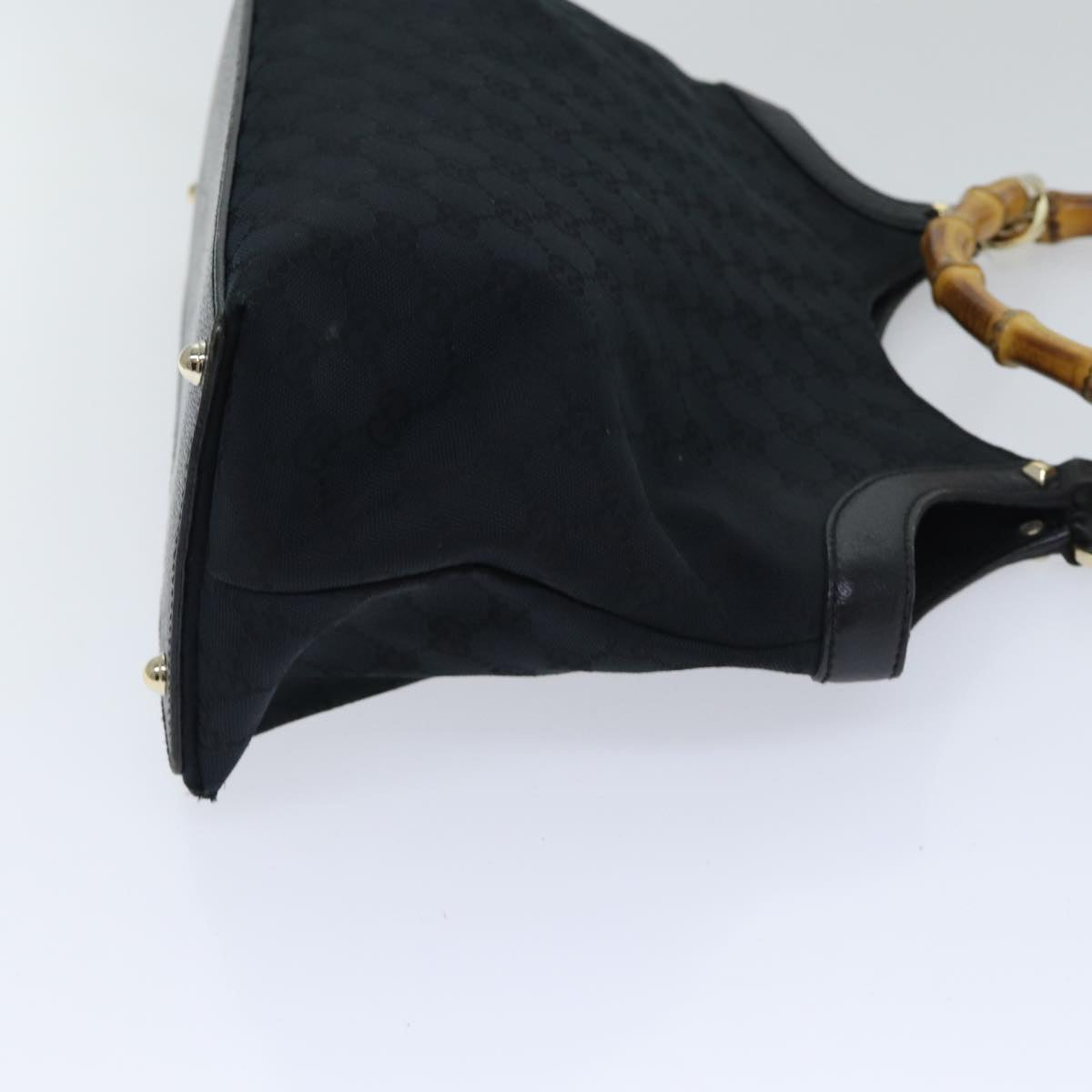 GUCCI GG Canvas Bamboo Hand Bag Black 90867