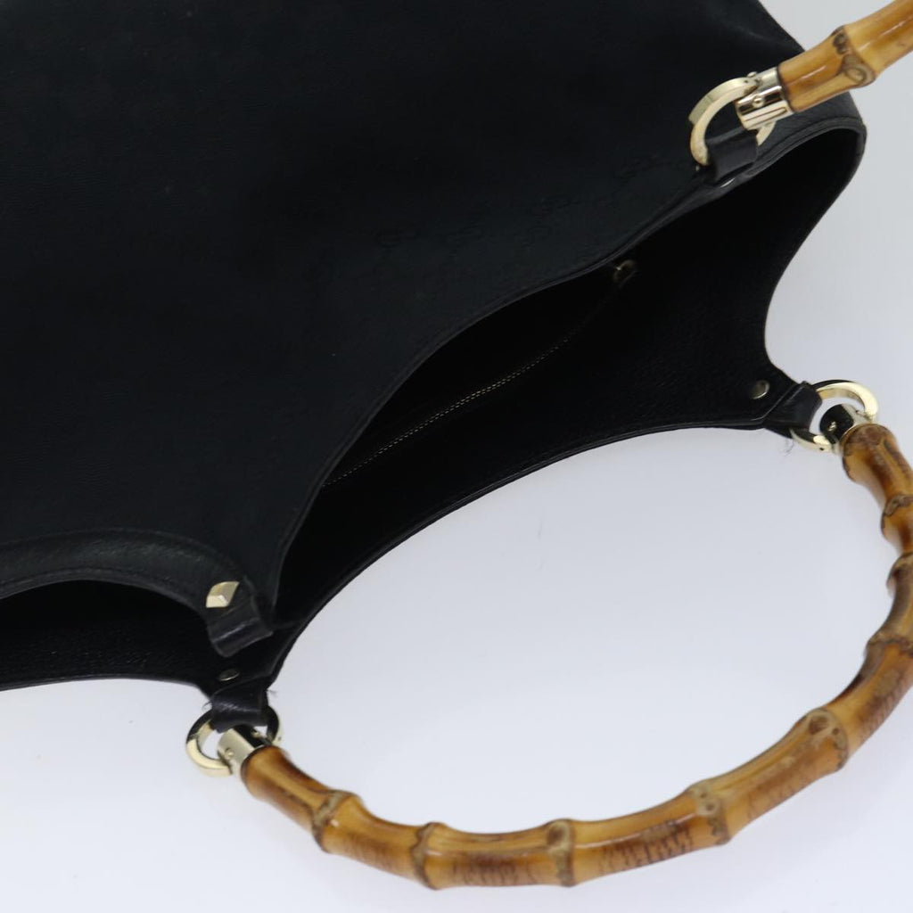 GUCCI GG Canvas Bamboo Hand Bag Black 90867