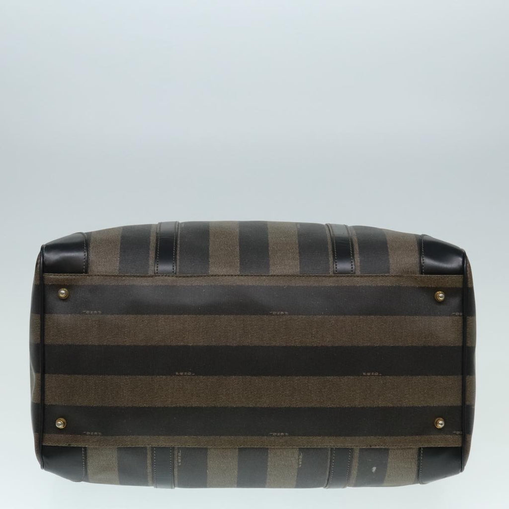FENDI Pecan Canvas Boston Bag Brown Black gold 90887