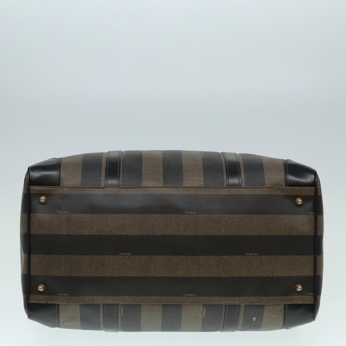 FENDI Pecan Canvas Boston Bag Brown Black gold 90887