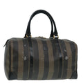 FENDI Pecan Canvas Boston Bag Brown Black gold 90887