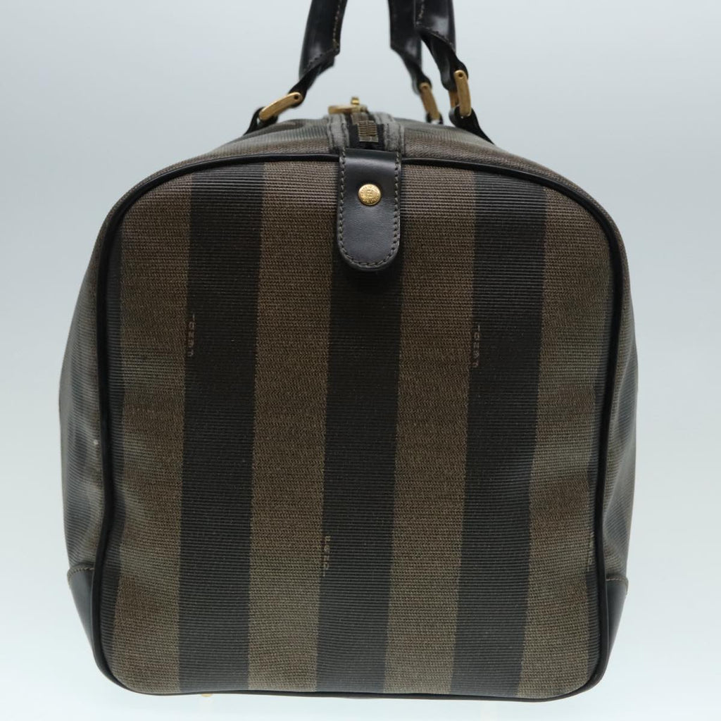 FENDI Pecan Canvas Boston Bag Brown Black gold 90887