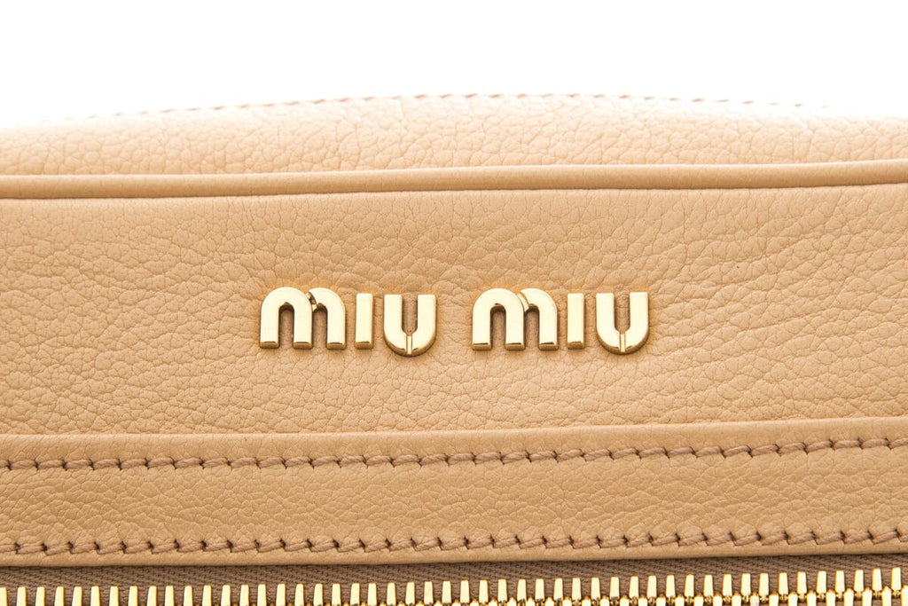 Miu Miu Tan Leather Camera Handbag