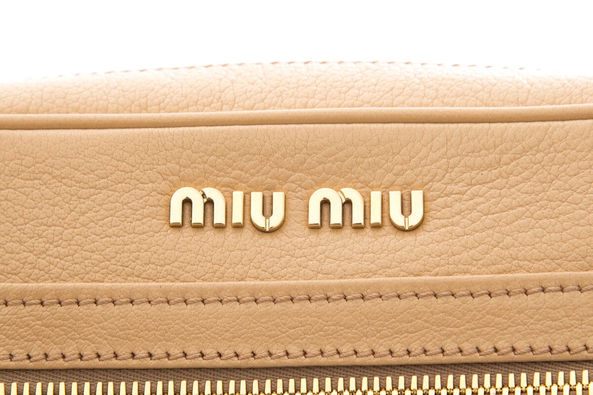 Miu Miu Tan Leather Camera Handbag