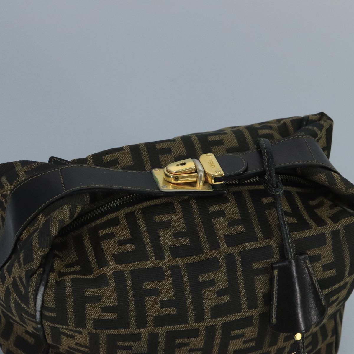 FENDI Zucca Canvas Pouch Brown Black 90910