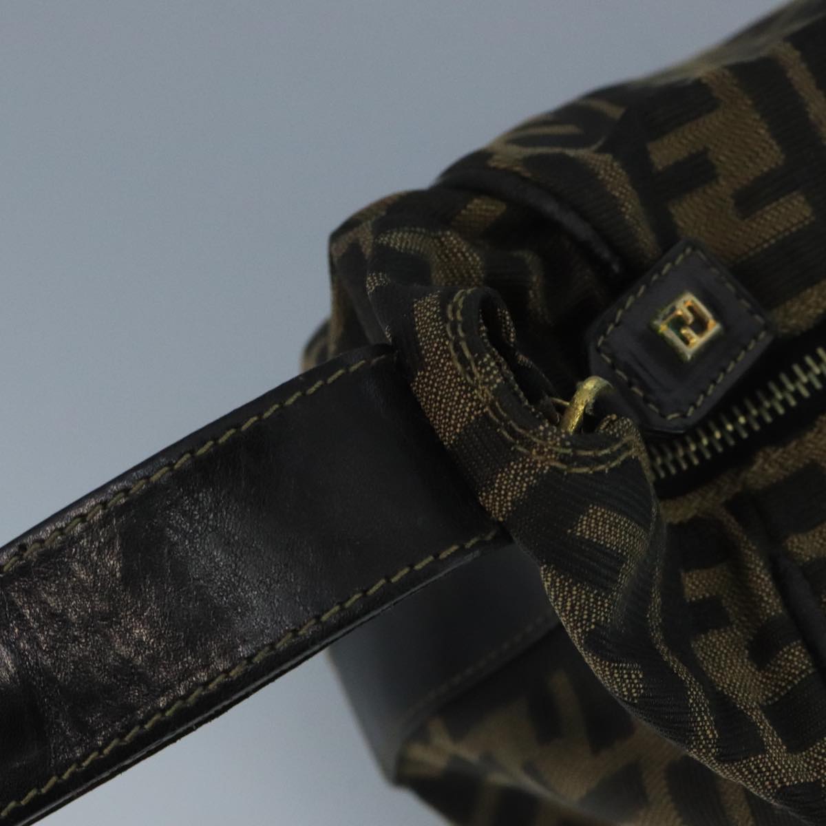 FENDI Zucca Canvas Pouch Brown Black 90910