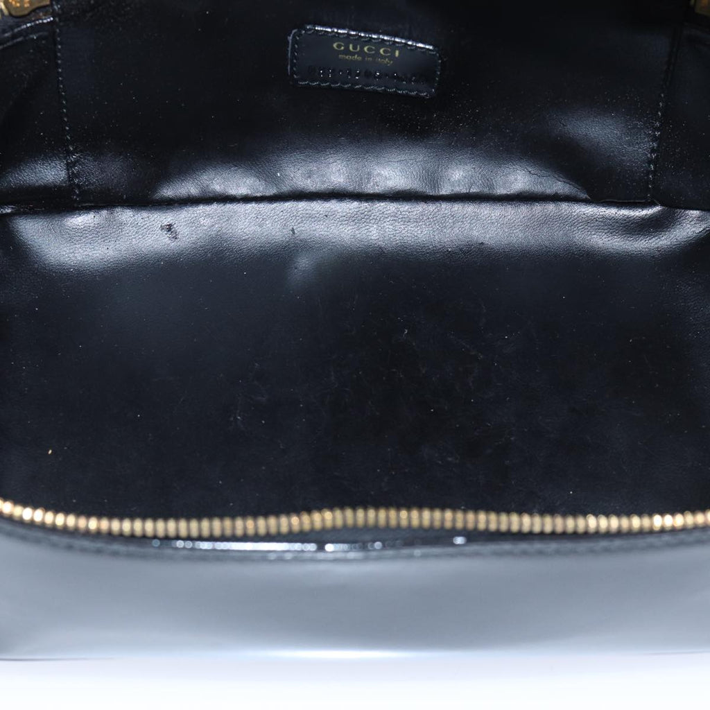 GUCCI Bamboo Vanity Cosmetic Pouch Enamel Black Gold 032 1705 0150 90937