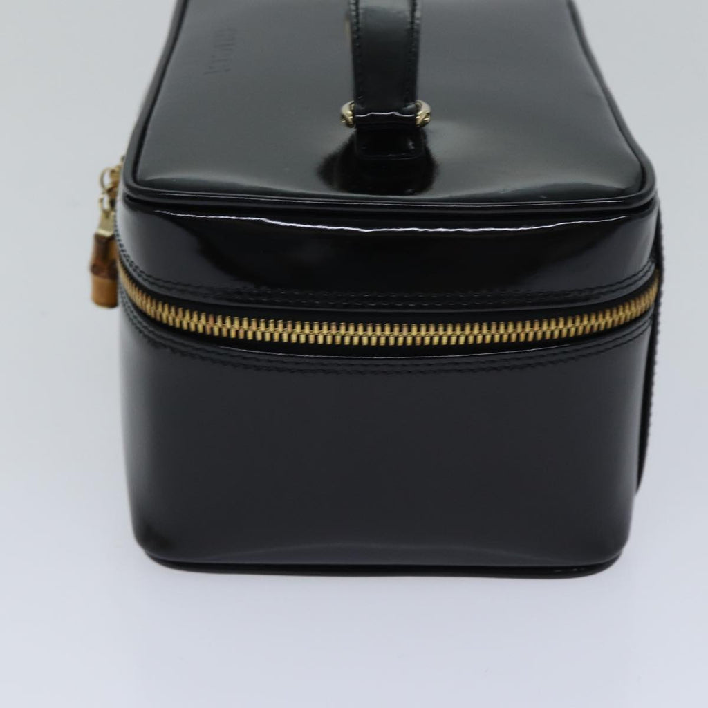GUCCI Bamboo Vanity Cosmetic Pouch Enamel Black Gold 032 1705 0150 90937