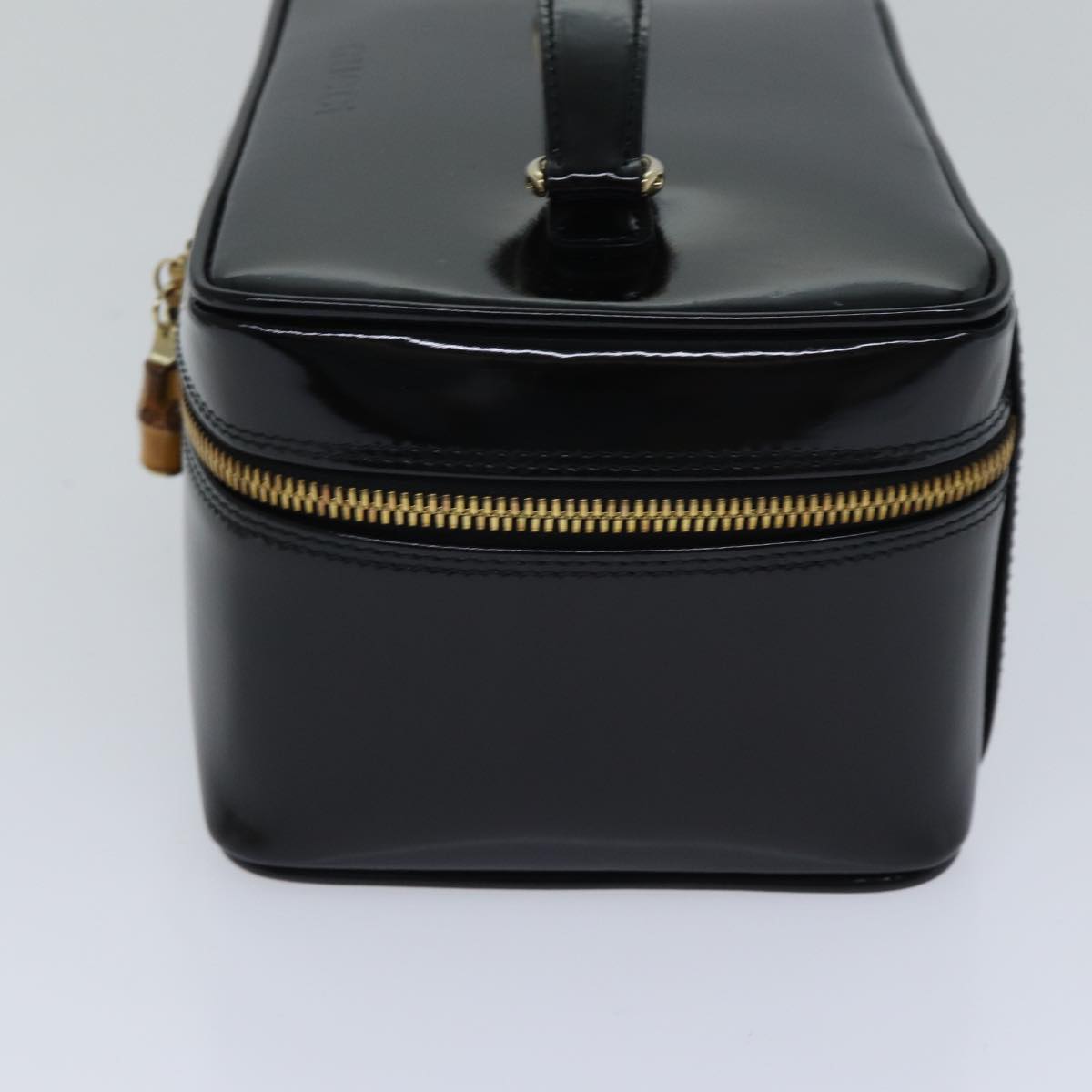 GUCCI Bamboo Vanity Cosmetic Pouch Enamel Black Gold 032 1705 0150 90937