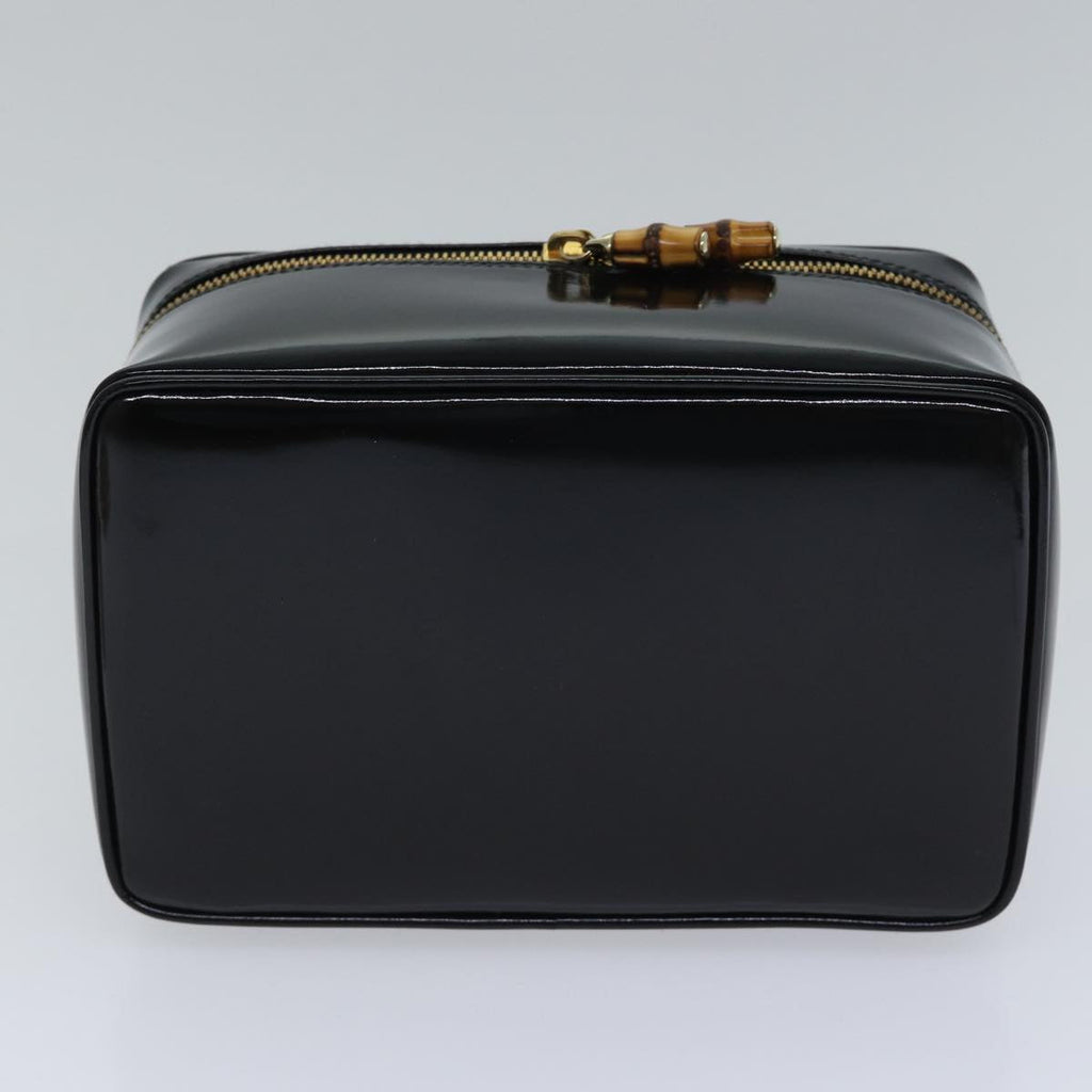 GUCCI Bamboo Vanity Cosmetic Pouch Enamel Black Gold 032 1705 0150 90937